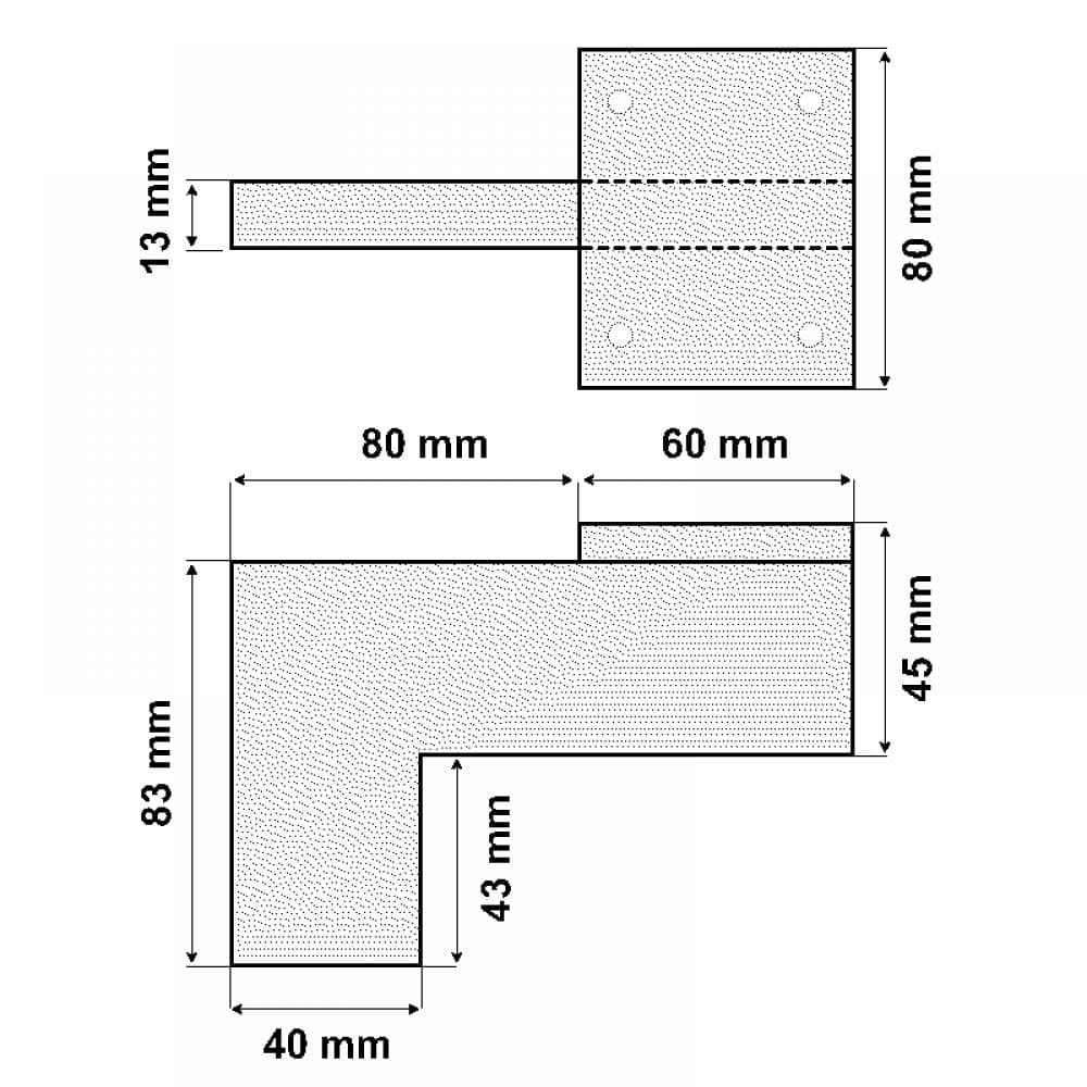 Stalen meubelpoot chroom design 14 bij 1,5 cm en hoogte 10 cm