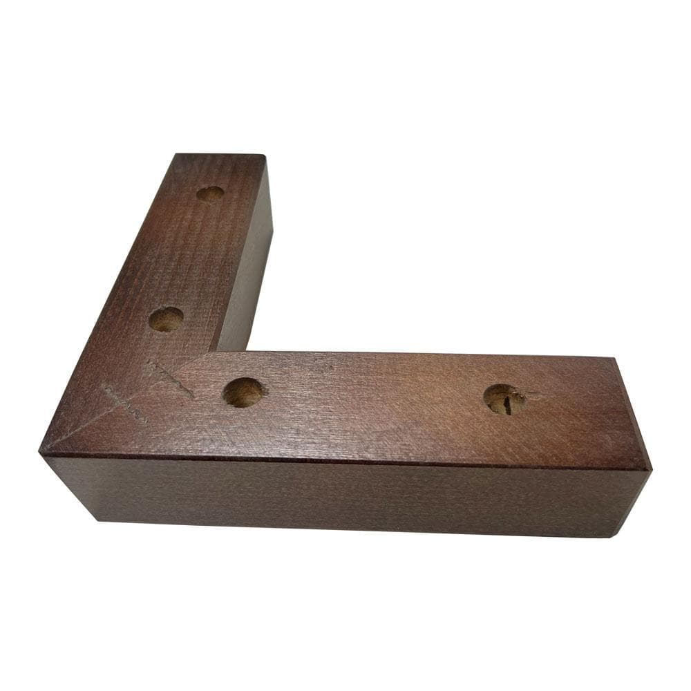 Meubelpoot bruin hoek 18,5 bij 18,5 cm en hoogte 4,5 cm van massief hout