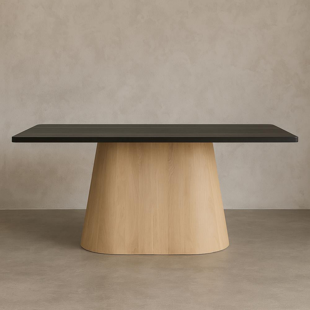 Eiken houten kegel tafelpoot ovaal conisch 90 cm en hoogte 73 cm