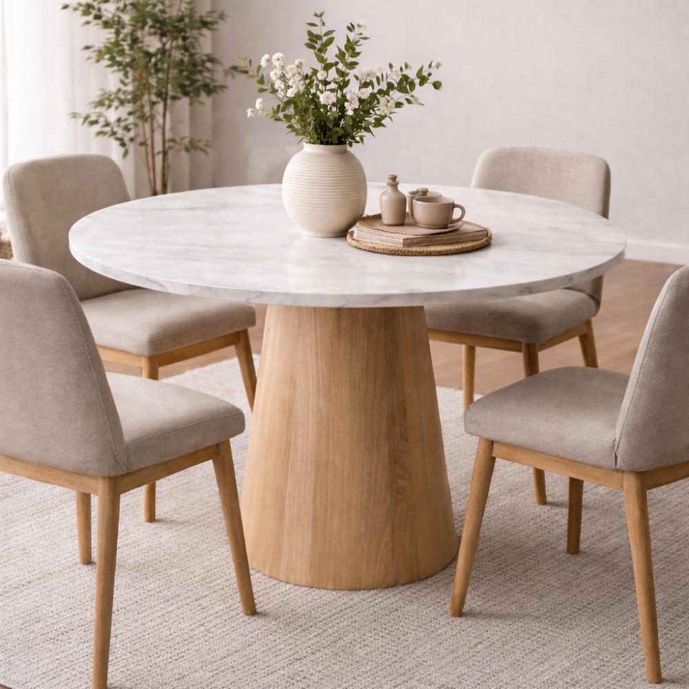Eiken houten kegel tafelpoot conisch ø 70 cm en hoogte 73 cm