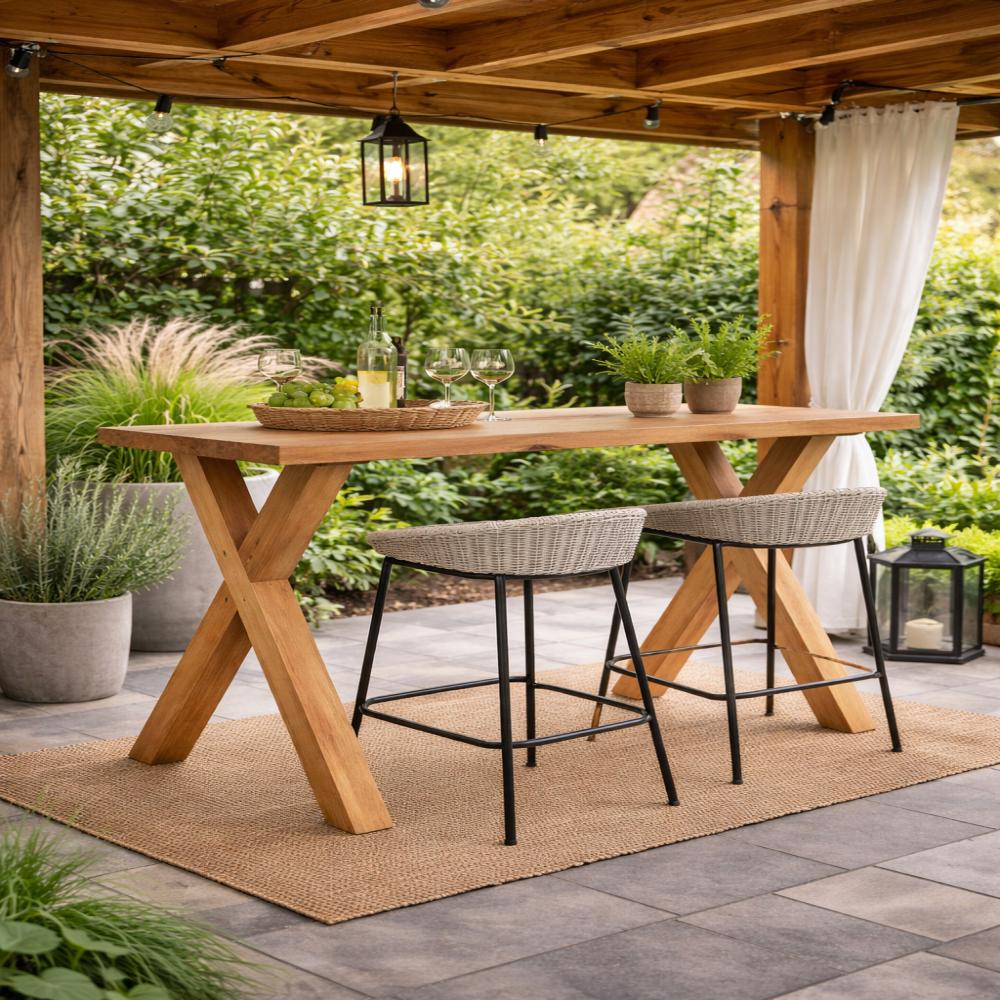 Eiken houten massief X tafelpoot bar poot zwart 71 bij 8 cm en hoogte 100 cm (8 x 8 cm)