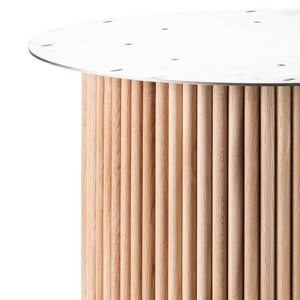 Ronde kolom rib tafelpoot van onbehandelde eiken ø 60 cm en hoogte 72 cm