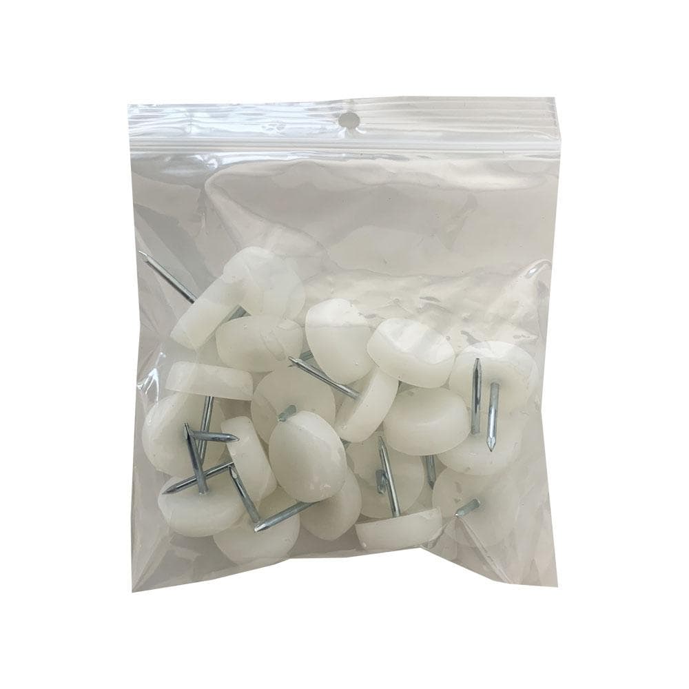 Glijder wit rond Ø 1,8 cm en hoogte 0,6 cm van kunststof - 20 stuks