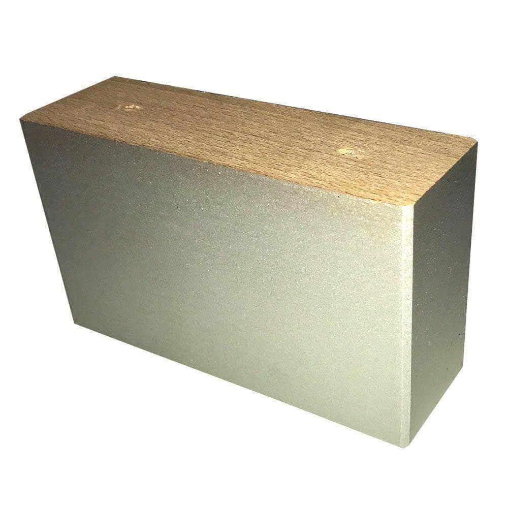 Meubelpoot grijs rechthoek 15 bij 5 cm en hoogte 9 cm van massief hout
