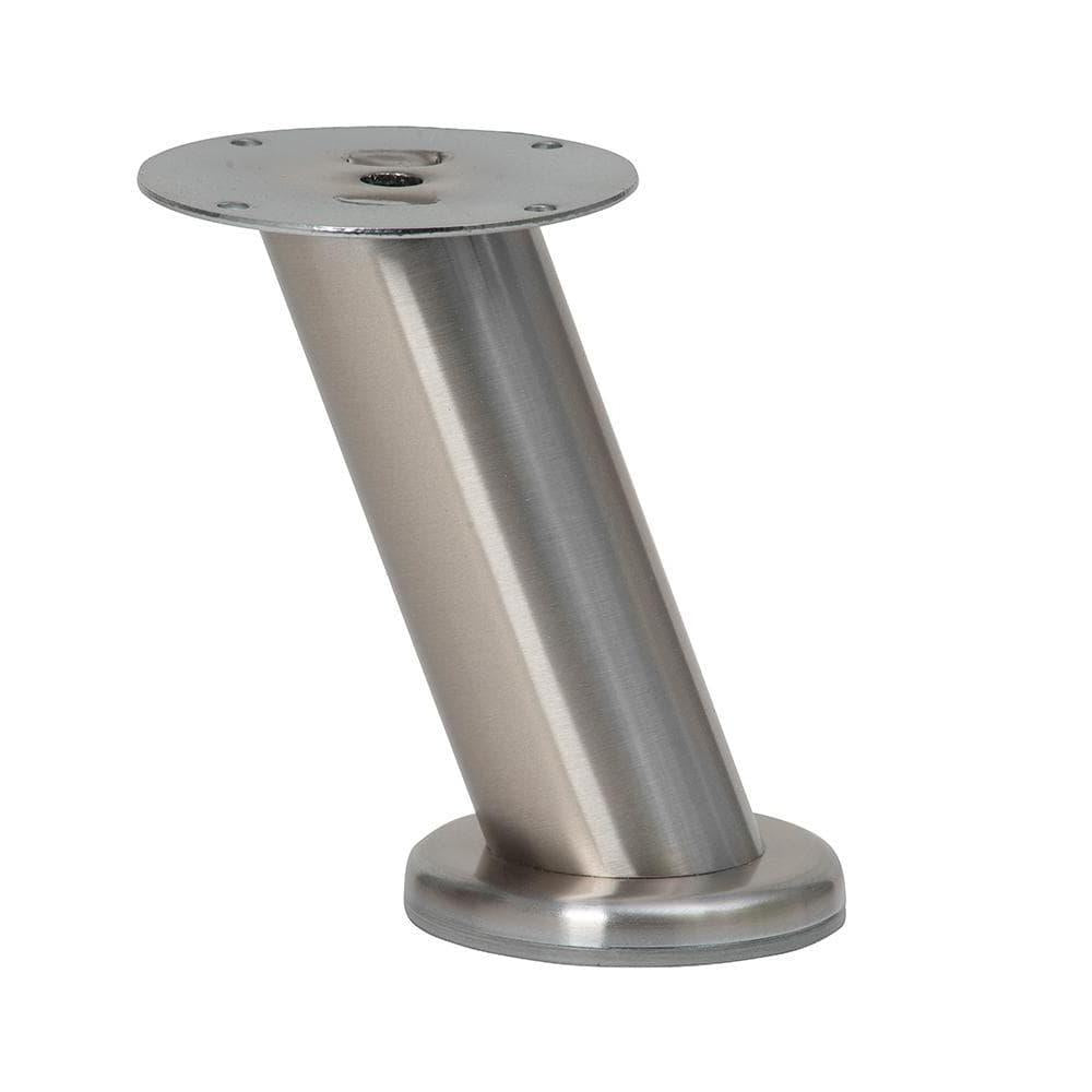 Stalen schuine meubelpoot rvs look rond ø 4 cm en hoogte 12 cm