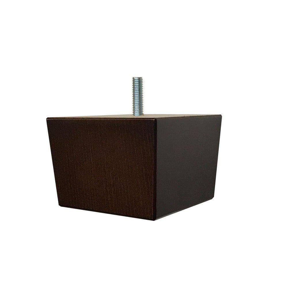Meubelpoot bruin vierkant 9 bij 9 cm en hoogte 6 cm van massief hout (M8)