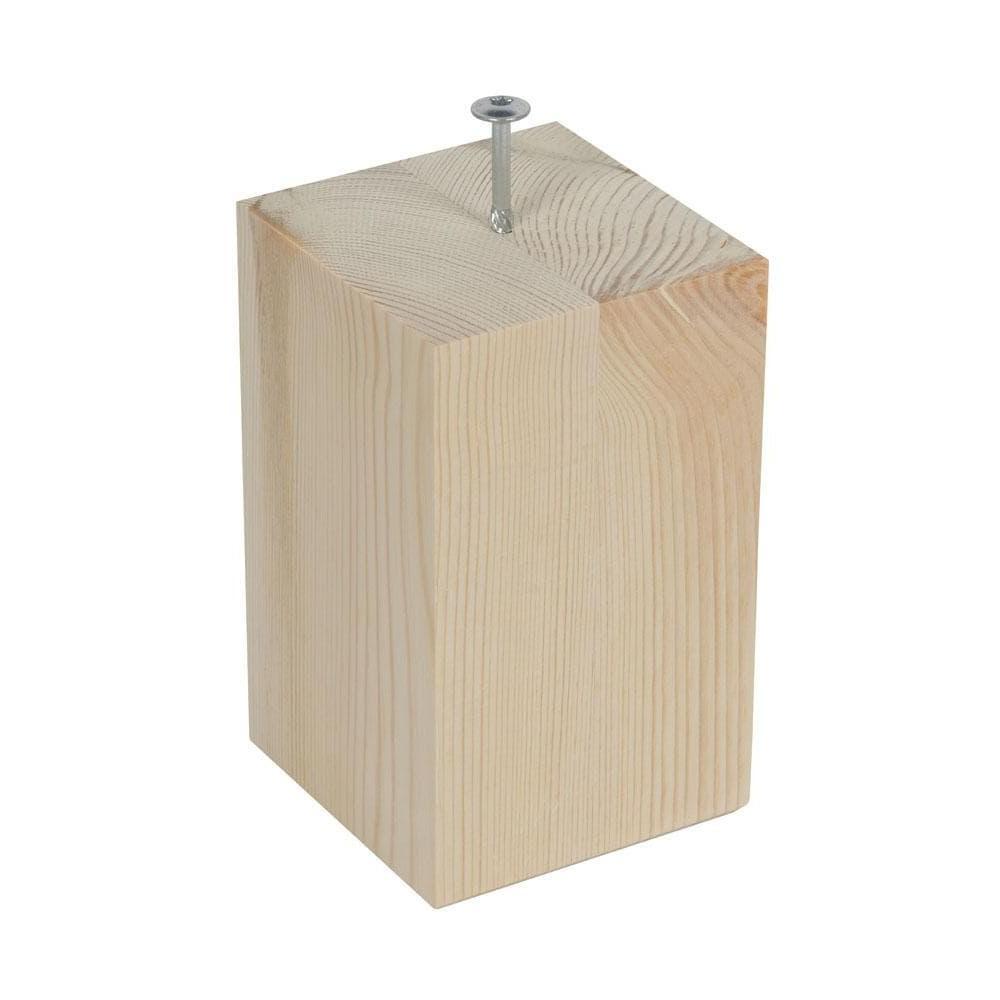 Meubelpoot vierkant 9 bij 9 cm en hoogte 15 cm van massief hout, 9 x 9 cm