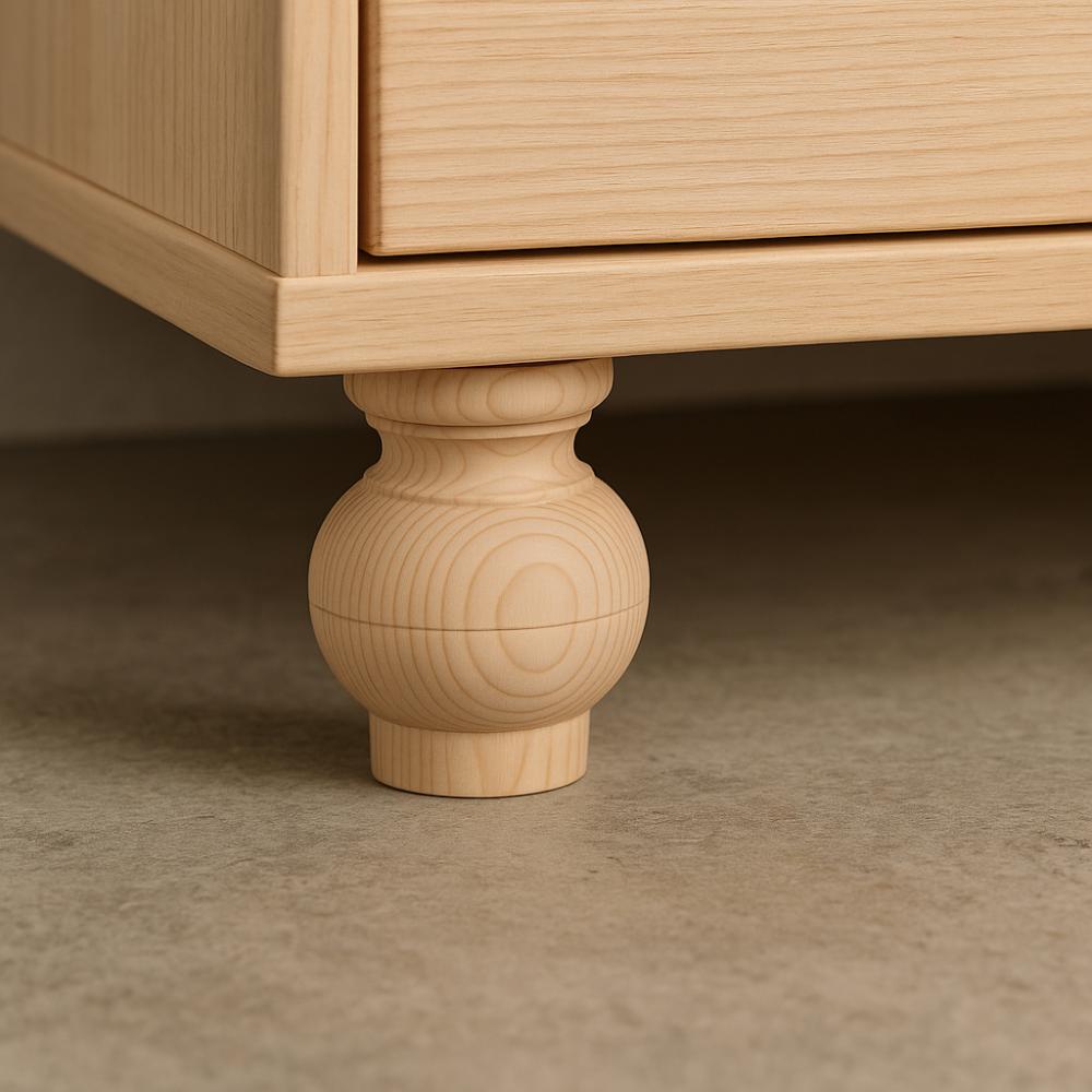 Meubelpoot rond Ø 9 cm en hoogte 9 cm van massief hout (M8)