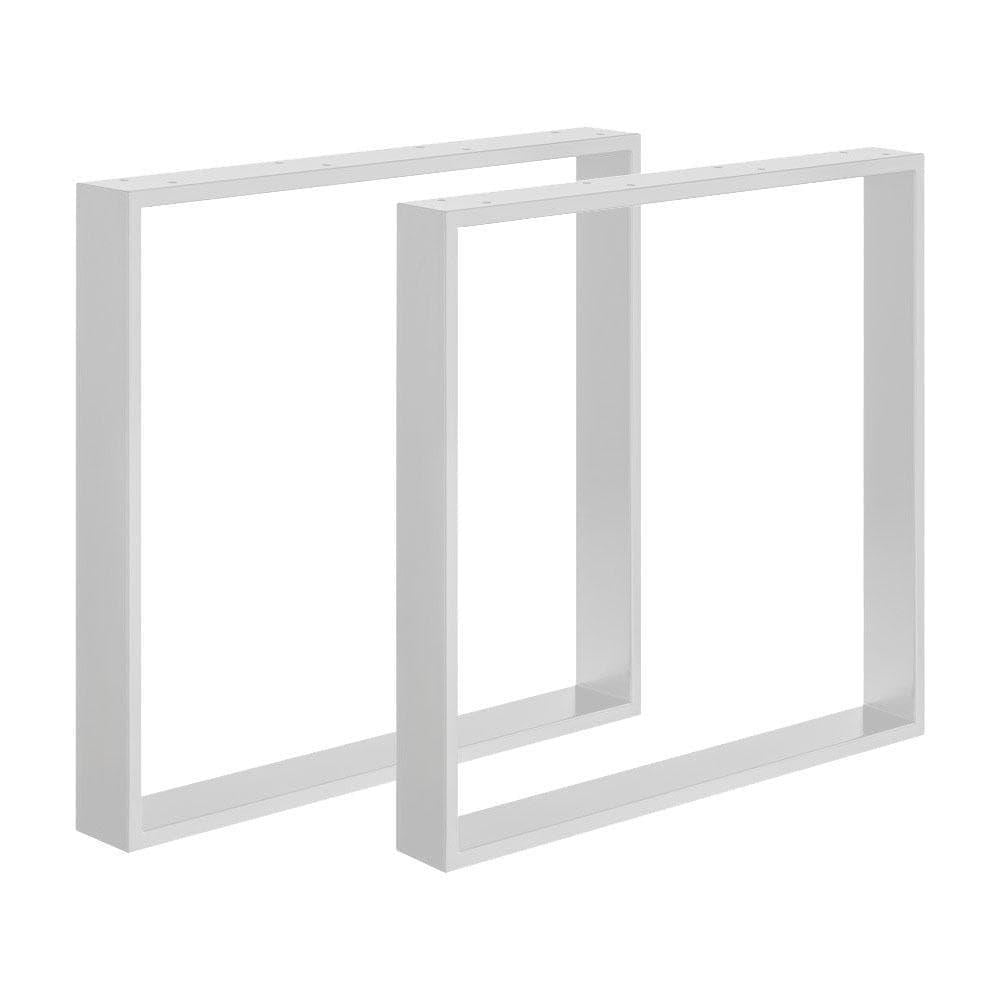 Stalen U tafelpoot wit 80 bij 8 cm en hoogte 72 cm (2 x 8 cm) - 2 stuks
