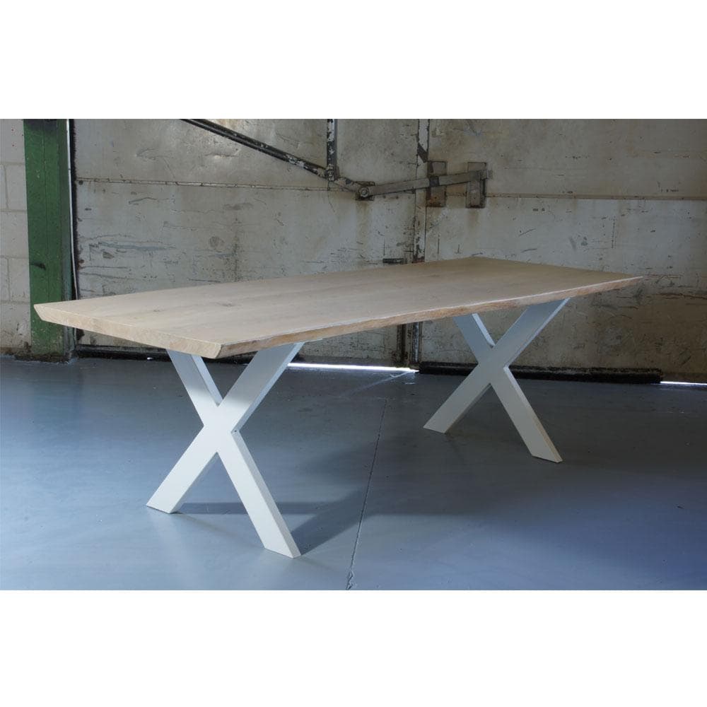 Stalen X tafelpoot 75 bij 4 cm en hoogte 72 cm wit (4 x 10 cm)