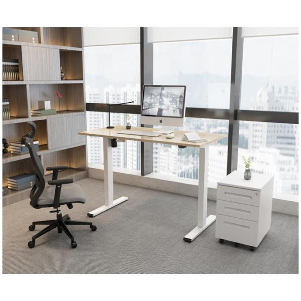 Hoogwaardig zit-sta bureau max 180 cm breed wit gepoedercoat elektrisch verstelbaar van 71 tot 120 cm