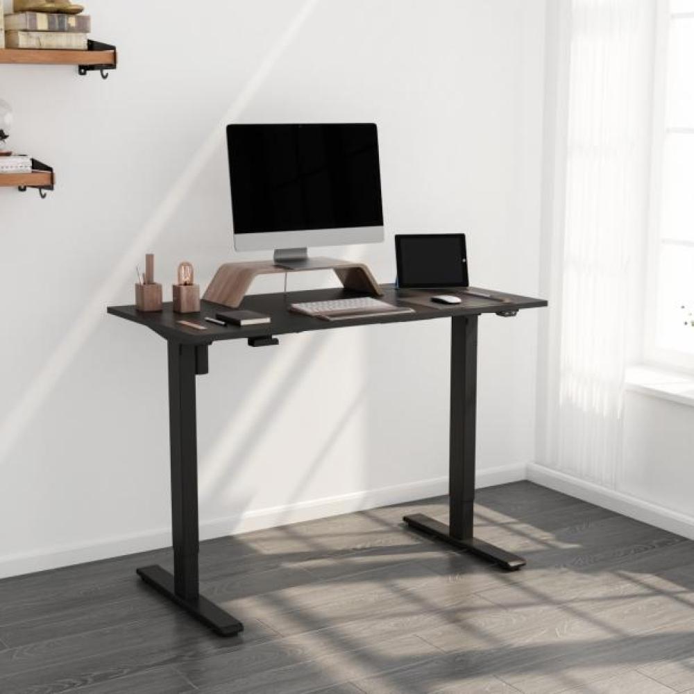 Hoogwaardig zit-sta bureau max 120 cm breed zwart gepoedercoat elektrisch verstelbaar van 71 tot 120 cm