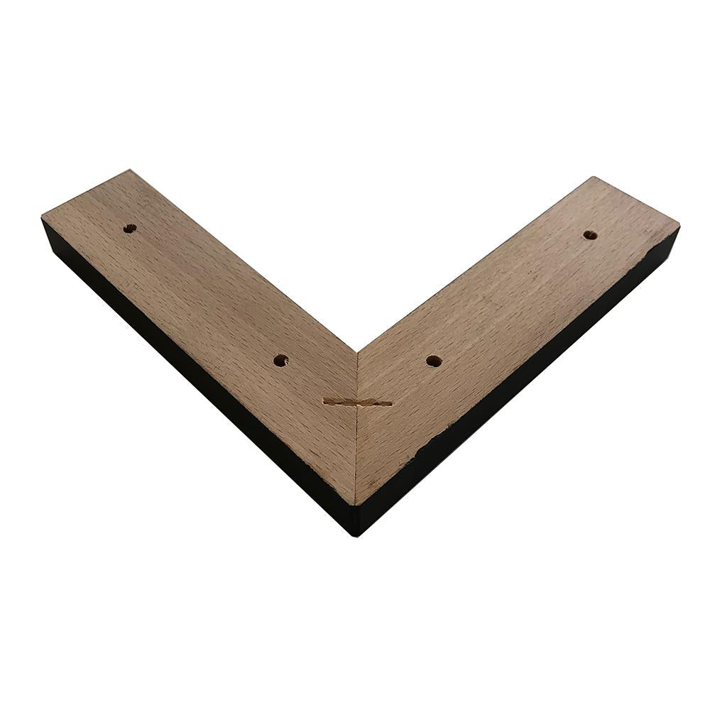 Meubelpoot zwart hoek 20 bij 20 cm en hoogte 2 cm van massief hout