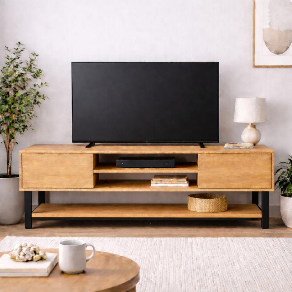 Set stalen tv meubelpoten 54 bij 6 cm en hoogte 37,5 cm zwart (5 x 2,5 cm) - 2 stuks