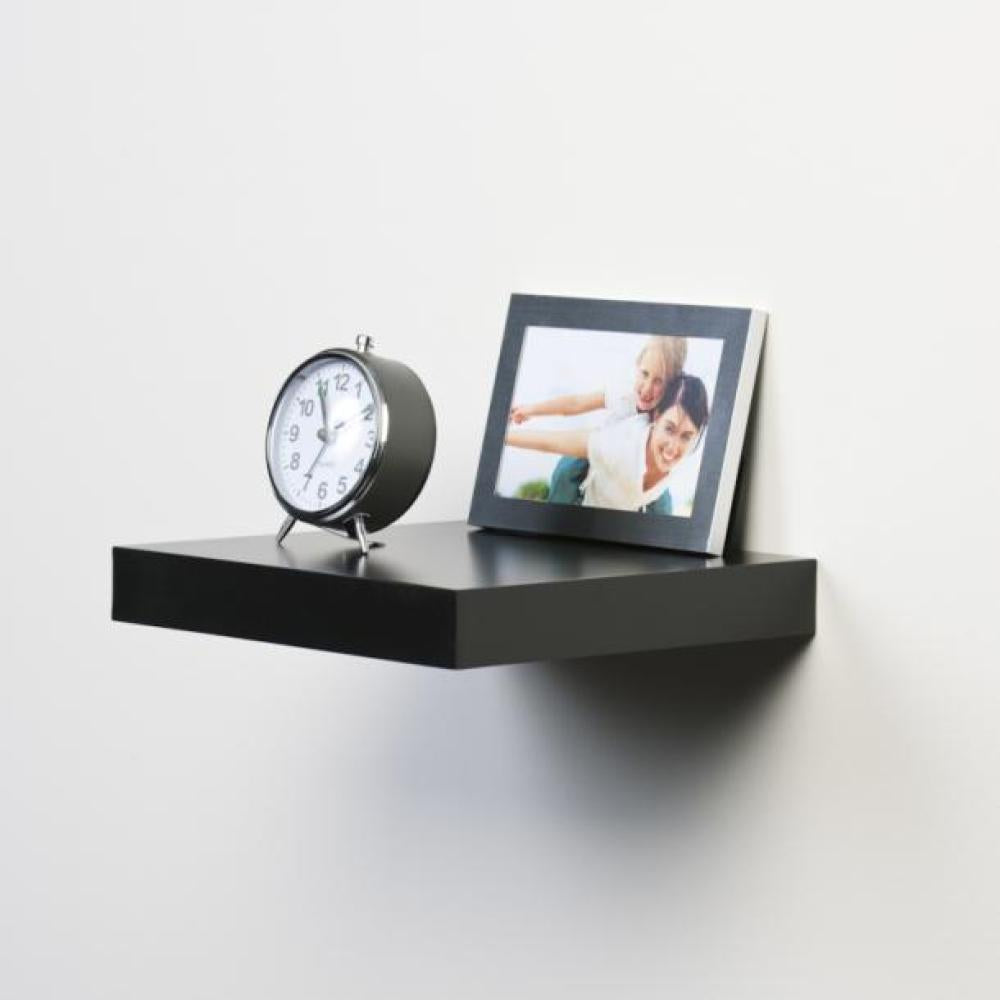 Zwevende wandplank 3,8 cm dik met onzichtbare montage zwart 23,5 x 23,5 cm