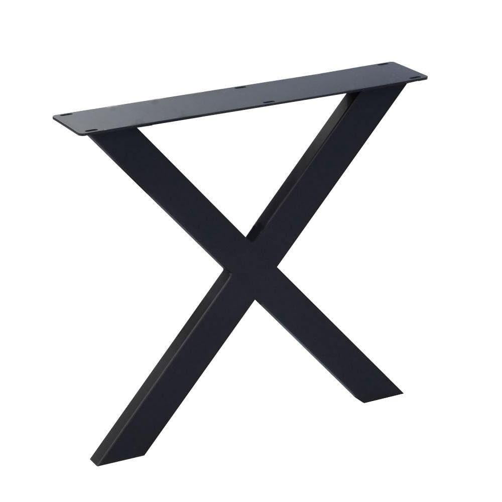 Stalen X tafelpoot 75 bij 4 cm en hoogte 72 cm zwart (8 x 4 cm)