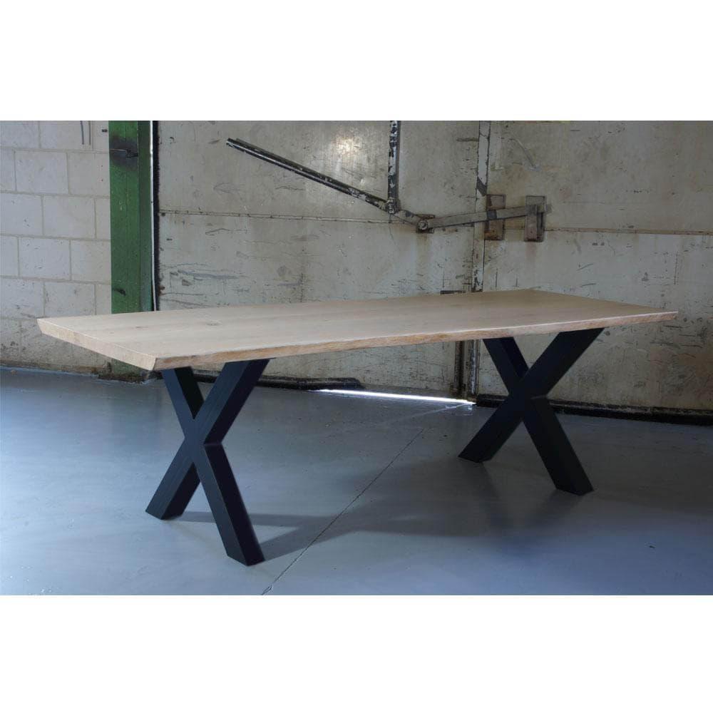 Premium stalen X tafelpoot 76 bij 10 cm en hoogte 72 cm zwart (10 x 10 cm)