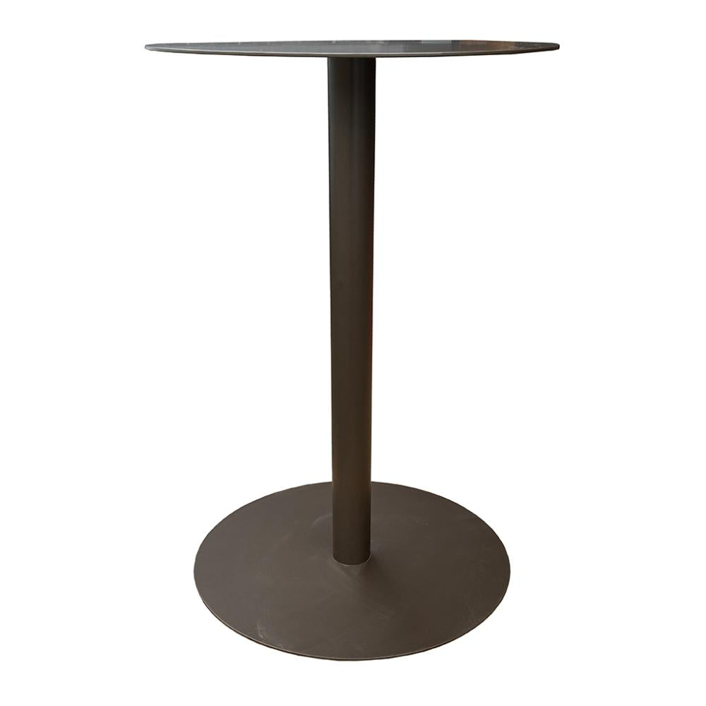 Stalen bistro tafelpoot met massieve plaat Anodic brown rond koker ⌀6 cm en hoogte 75 cm
