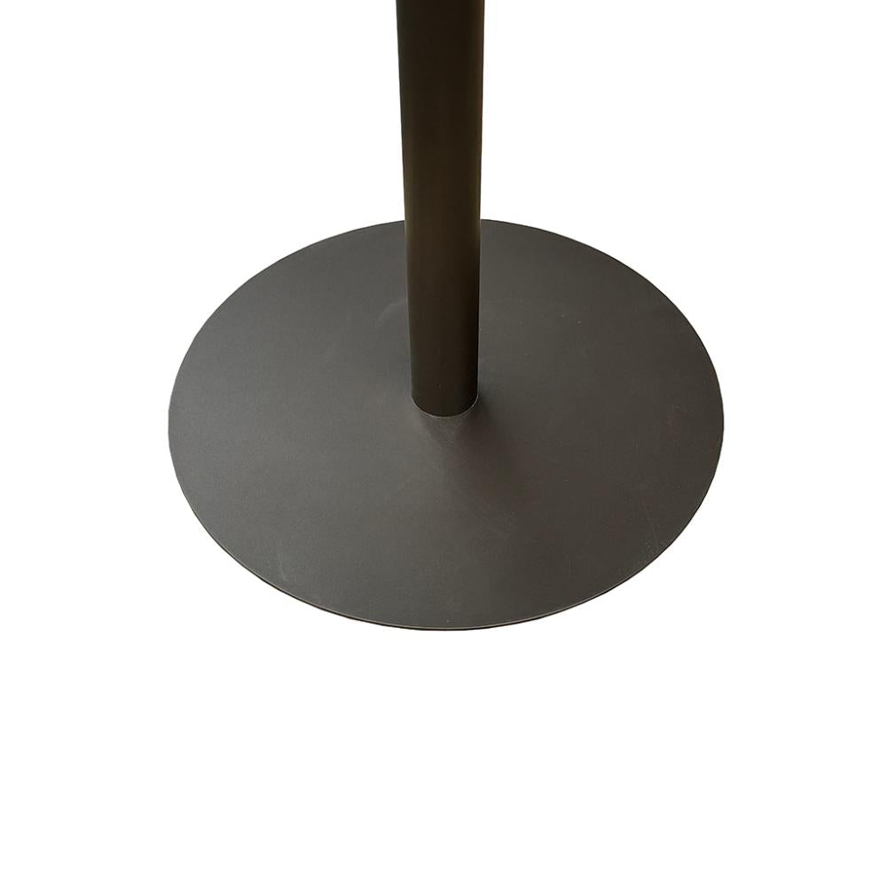 Stalen bistro tafelpoot met massieve plaat Anodic brown rond koker ⌀6 cm en hoogte 75 cm