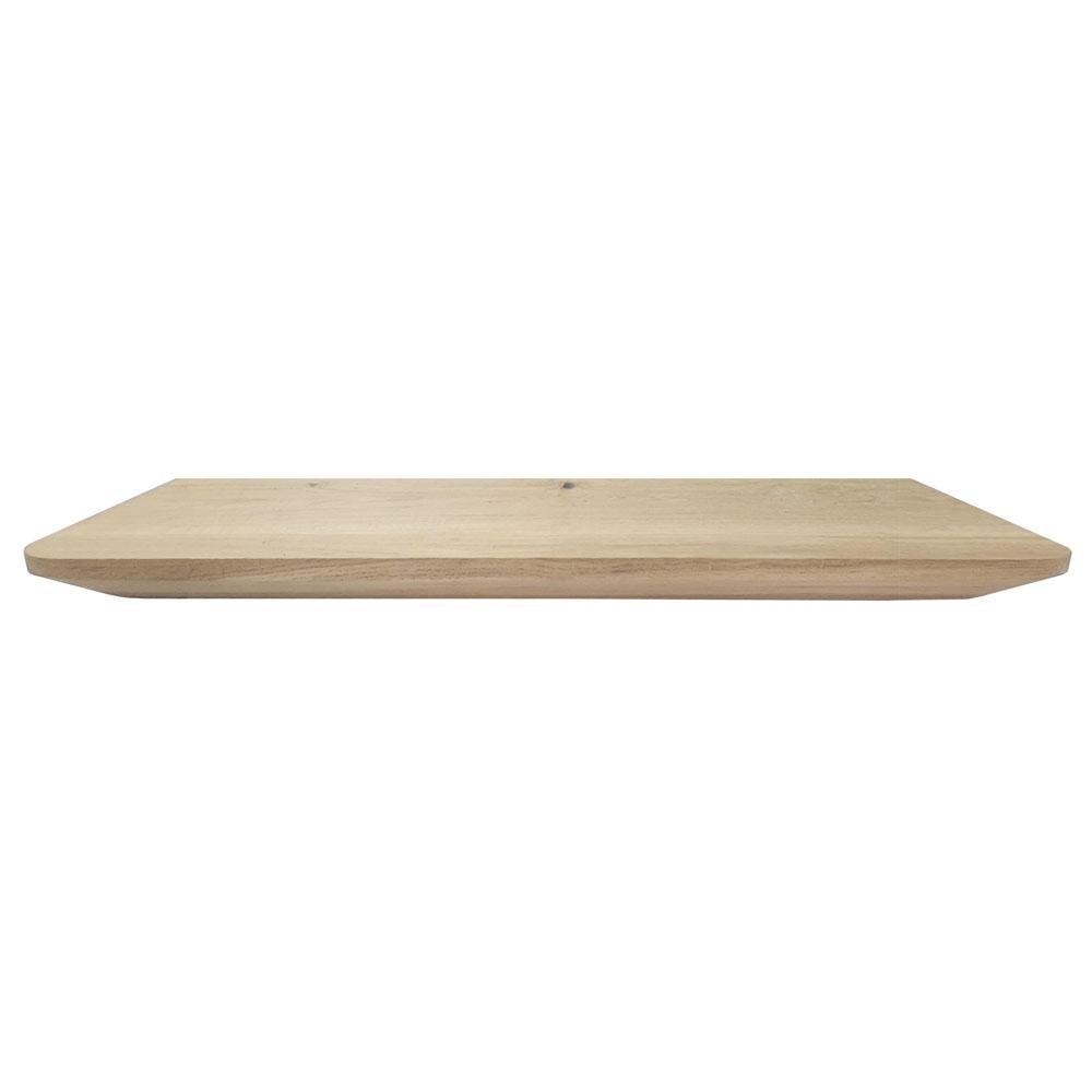 Wandplank eiken 60 bij 20 cm van 3 cm dik massief hout met verjongde facetrand - Zwevend te monteren