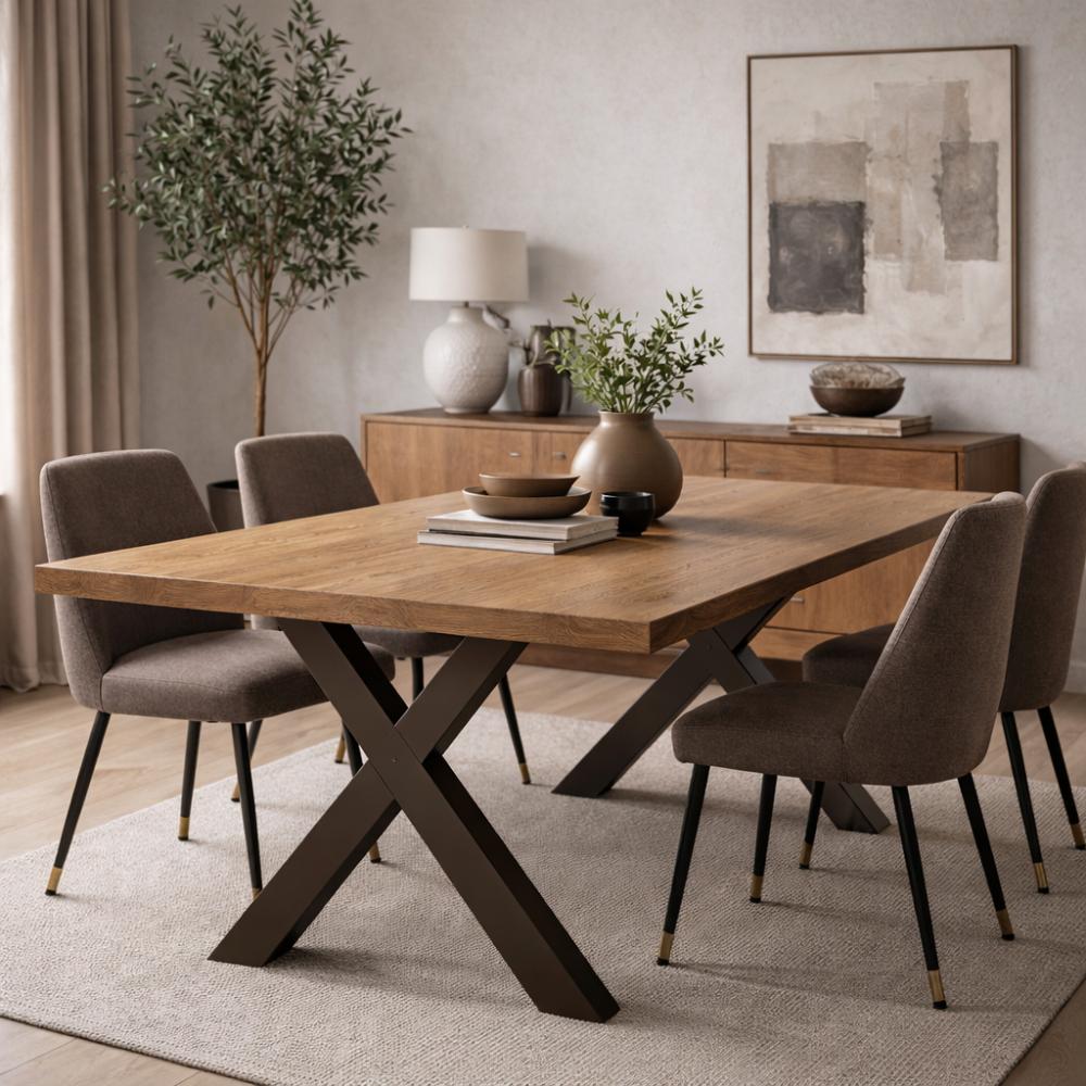 Premium stalen X tafelpoot 76 bij 10 cm en hoogte 72 cm anodic brown (10 x 10 cm)