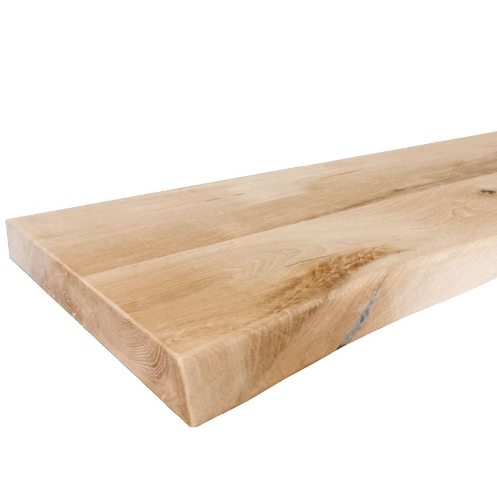 Wandplank eiken boomstam 120 bij 40 cm van 4 cm dik massief hout met voorkant boomstam rand