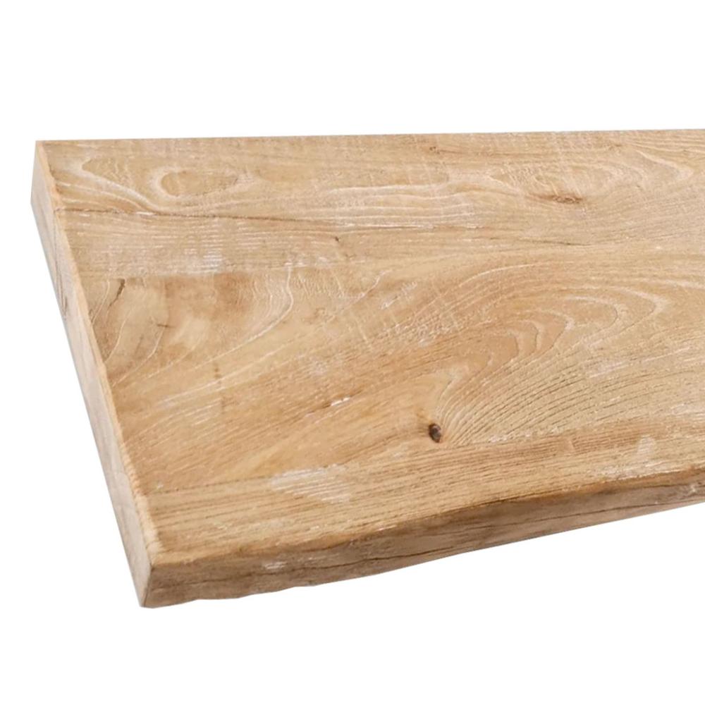 Wandplank elmwood 120 bij 19,5 cm van 4 cm dik massief iepenhout met boomstam rand