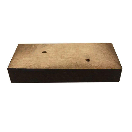 Meubelpoot bruin rechthoek 13 bij 6 cm en hoogte 2 cm  van massief hout