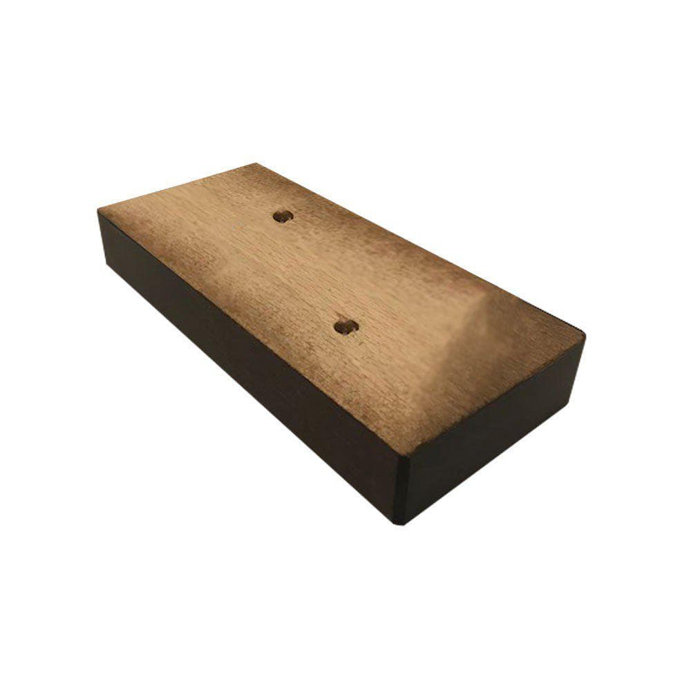 Meubelpoot bruin rechthoek 13 bij 6 cm en hoogte 2 cm  van massief hout