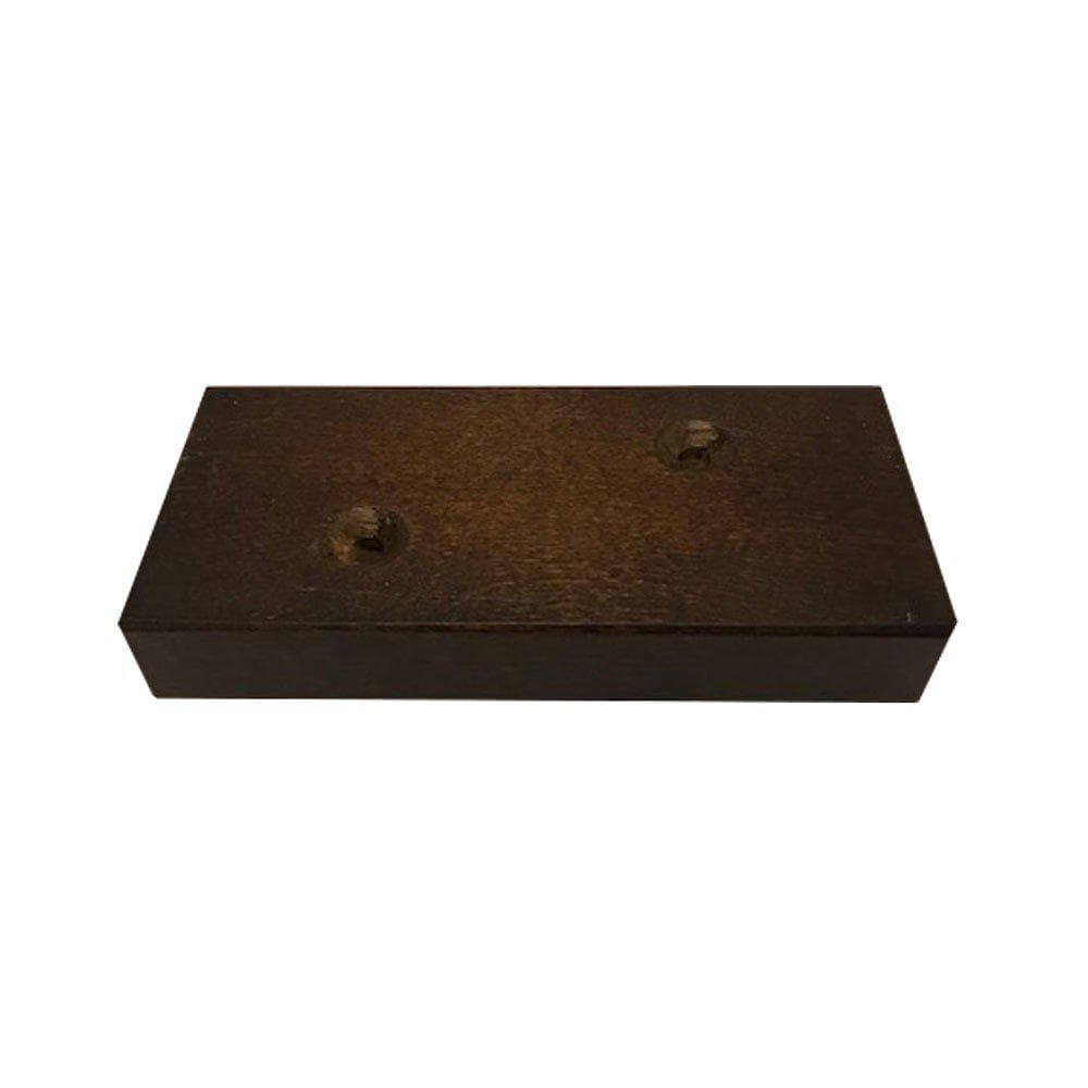 Meubelpoot bruin rechthoek 13 bij 6 cm en hoogte 2 cm  van massief hout