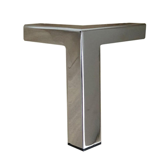 Stalen meubelpoot chroom hoek 9,5 bij 9,5 cm en hoogte 12 cm  (2,5 x 2,5 cm)