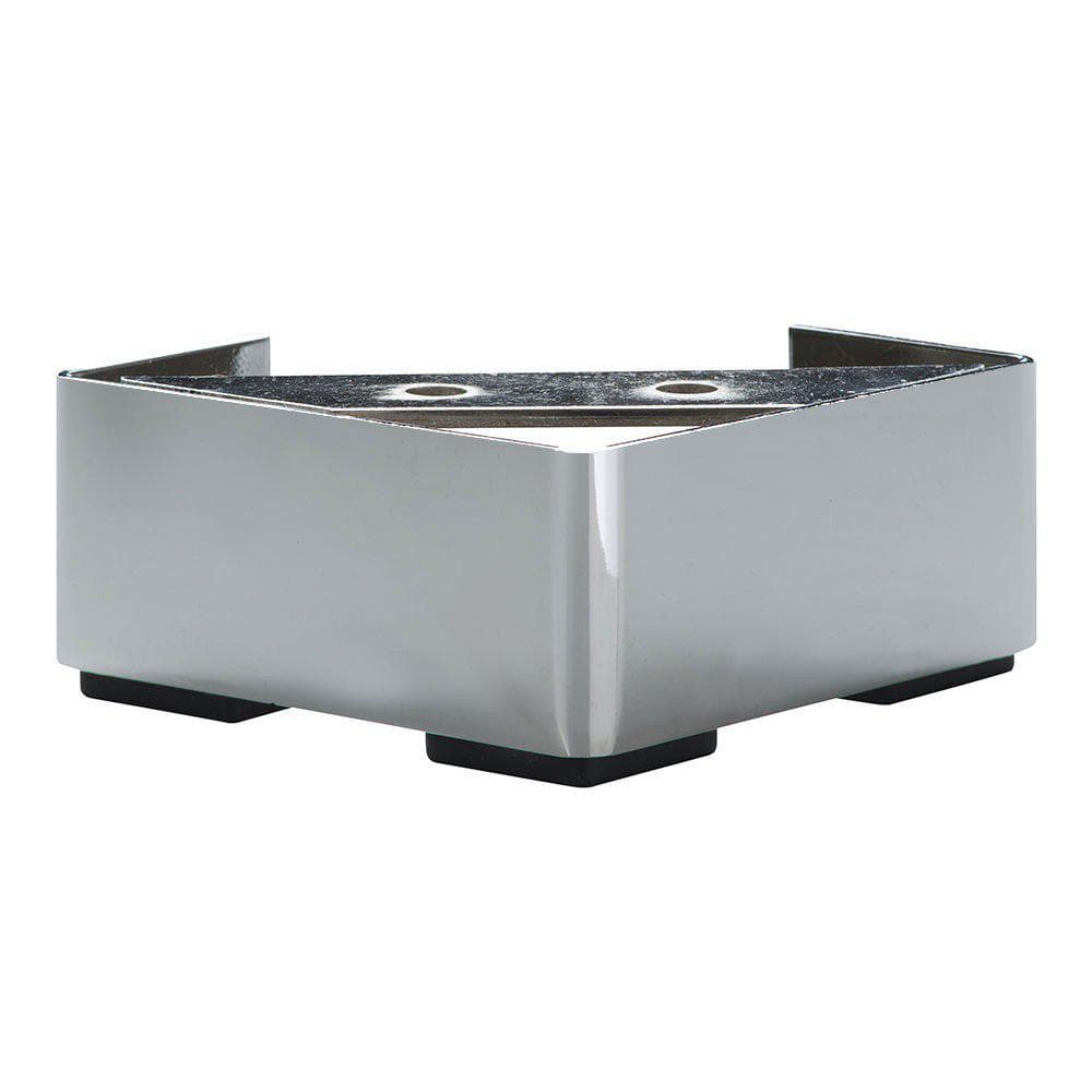 Stalen meubelpoot chroom vierkant 10 bij 10 cm en hoogte 4,5 cm  (10 x 10 cm)