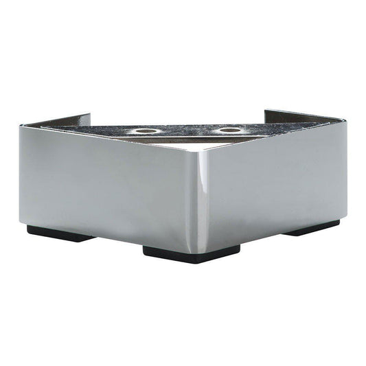 Stalen meubelpoot chroom vierkant 10 bij 10 cm en hoogte 4,5 cm  (10 x 10 cm)