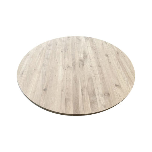 Eiken salon tafelblad rond, diameter 80 cm en dikte 4 cm massief eiken