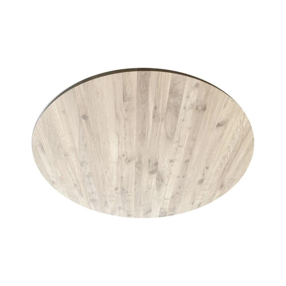 Eiken salon tafelblad rond, diameter 80 cm en dikte 4 cm massief eiken
