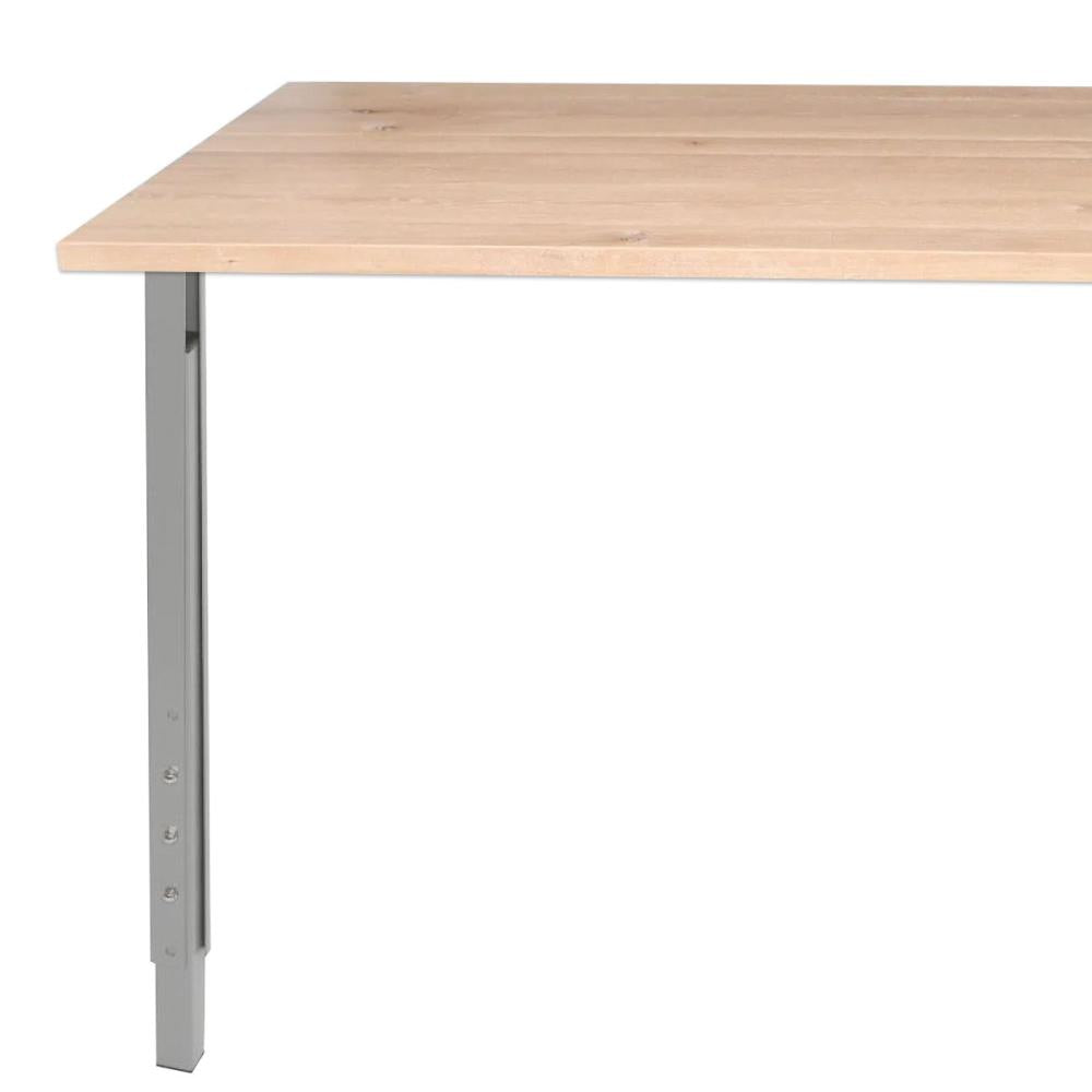 Stalen verstelbare tafelpoot grijs vierkant 3 bij 3 cm en hoogte 90 cm  (3 x 3 cm)