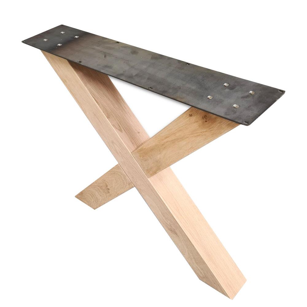X-poot massief eiken 82 bij 8 cm en hoogte 73 cm (8 x 8 cm)