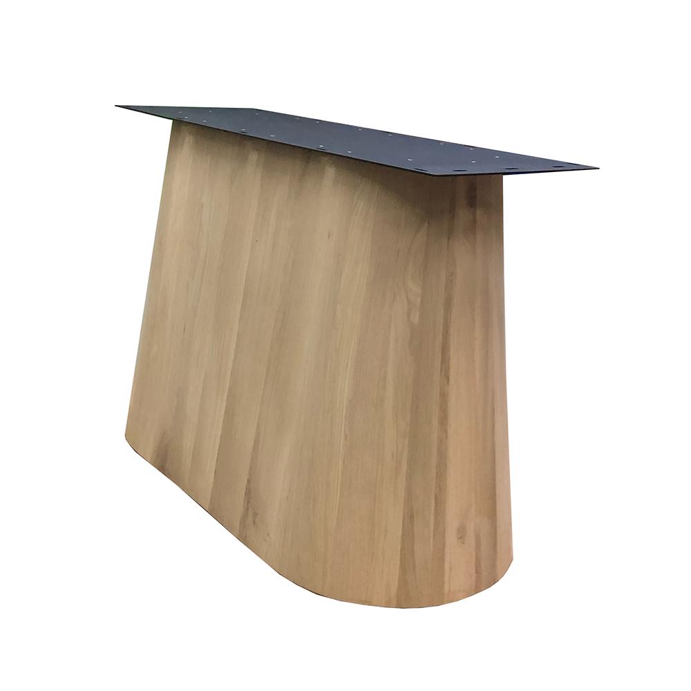 Eiken houten kegel tafelpoot ovaal conisch 90 cm en hoogte 73 cm