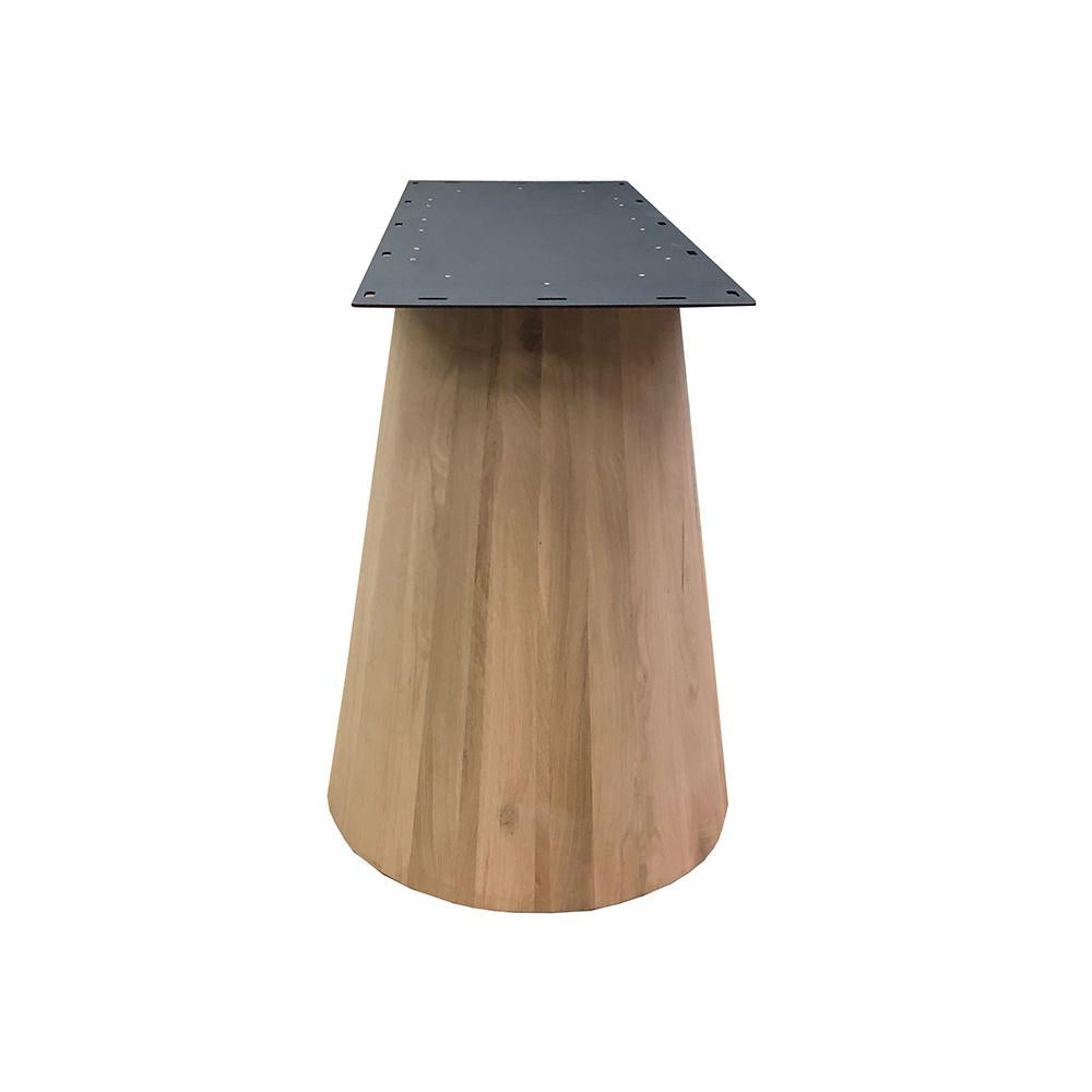 Eiken houten kegel tafelpoot ovaal conisch 90 cm en hoogte 73 cm