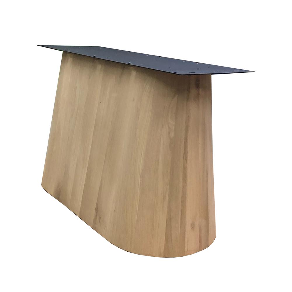 Eiken houten kegel tafelpoot ovaal conisch 113 cm en hoogte 73 cm