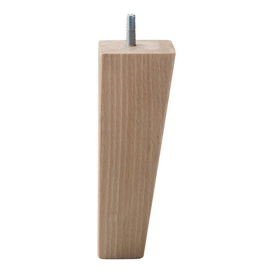 Meubelpoot  vierkant 6 bij 6 cm en hoogte 17 cm  van massief hout (M8) , taps 6 x 6 cm / 3,5 x 3,5 cm