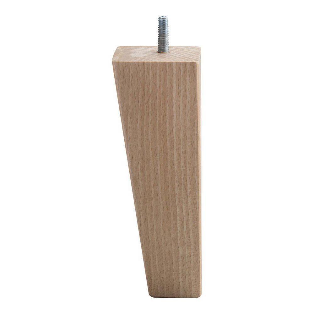 Meubelpoot  vierkant 6 bij 6 cm en hoogte 17 cm  van massief hout (M8) , taps 6 x 6 cm / 3,5 x 3,5 cm