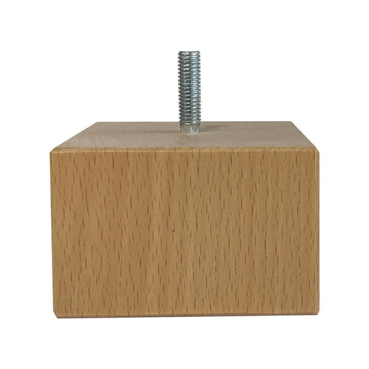 Meubelpoot  vierkant 8 bij 8 cm en hoogte 5 cm  van massief hout (M8)