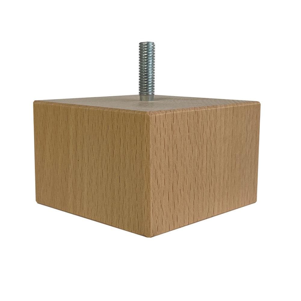 Meubelpoot  vierkant 8 bij 8 cm en hoogte 5 cm  van massief hout (M8)