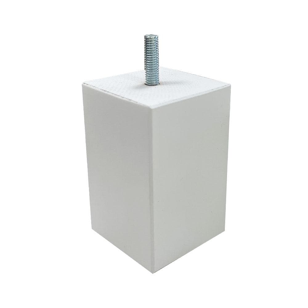 Meubelpoot wit vierkant 6 bij 6 cm en hoogte 10 cm  van massief hout (M8)