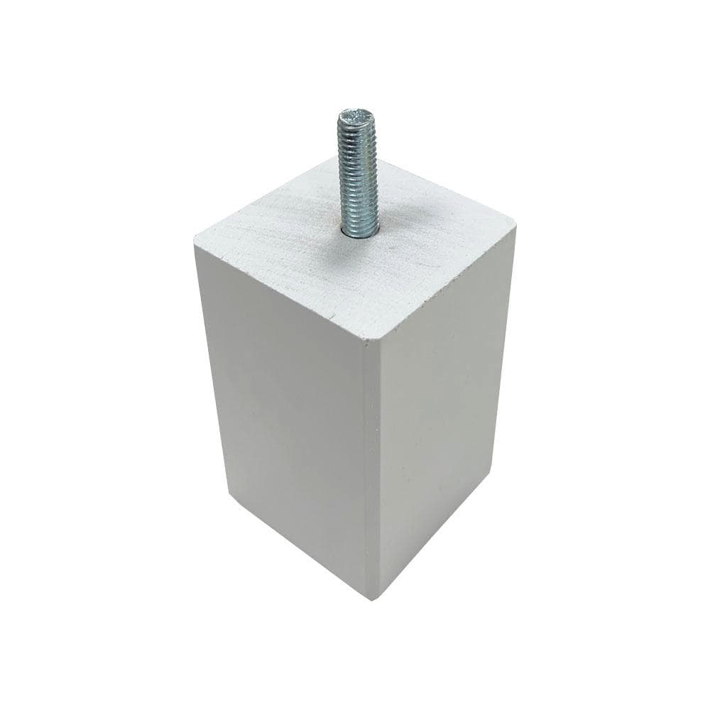 Meubelpoot wit vierkant 5 bij 5 cm en hoogte 8 cm  van massief hout (M8)