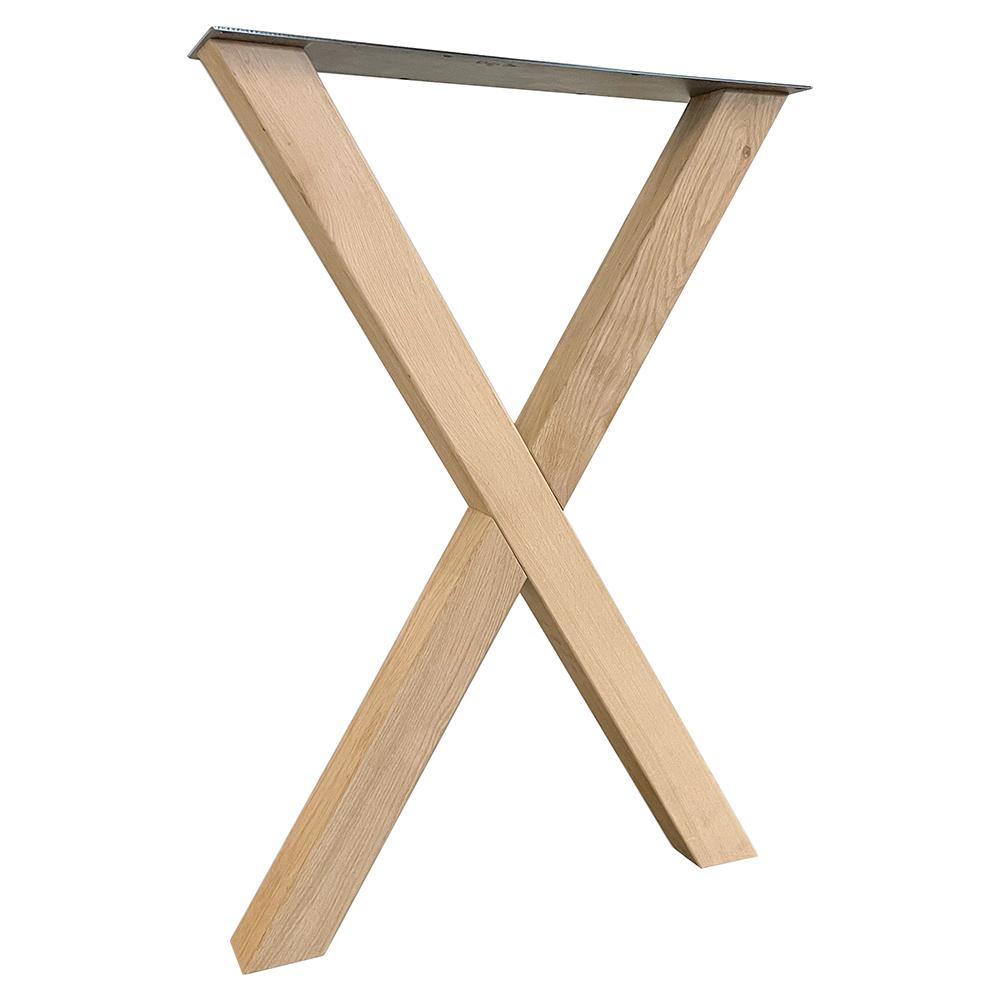 Eiken houten massief X tafelpoot bar poot zwart 71 bij 8 cm en hoogte 100 cm  (8 x 8 cm)