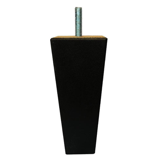 Meubelpoot zwart taps 5,5 bij 5,5 cm en hoogte 13 cm  van massief hout (M10)