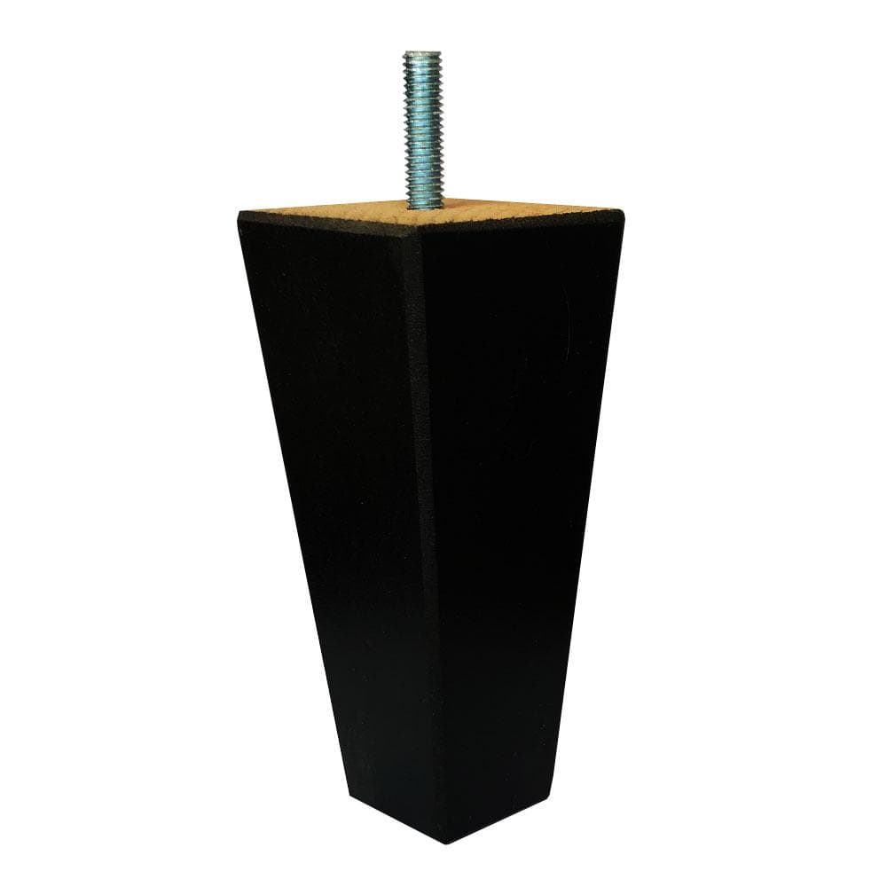 Meubelpoot zwart taps 5,5 bij 5,5 cm en hoogte 13 cm  van massief hout (M10)