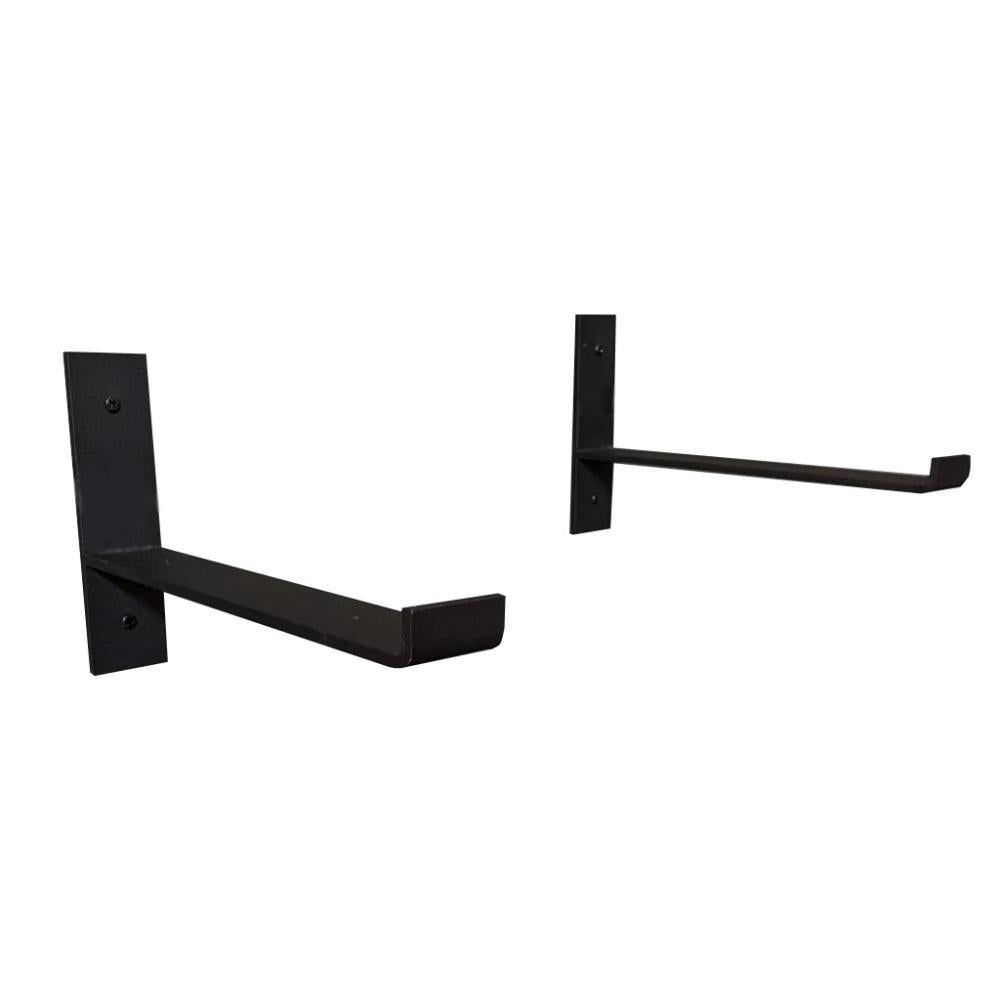 Massief stalen muurbeugel zwart 4 bij 21 cm en hoogte 15 cm - Set van 2 stuks